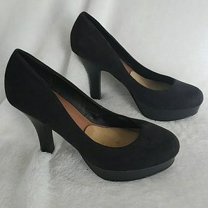 GUESS, VELVET PLATFORM HEELS
